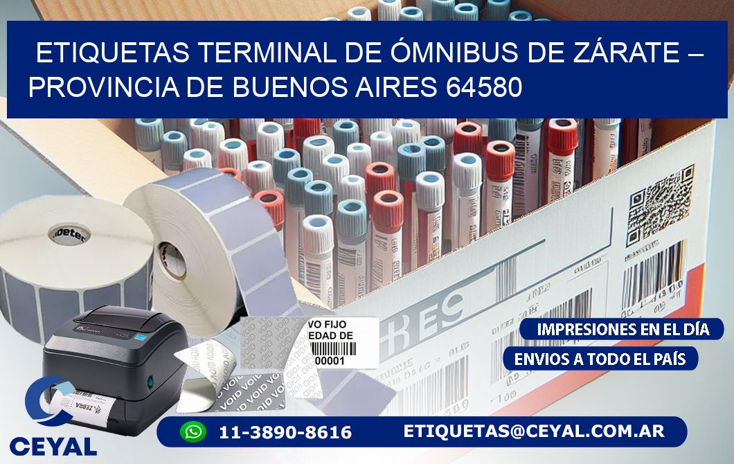 ETIQUETAS TERMINAL DE ÓMNIBUS DE ZÁRATE – PROVINCIA DE BUENOS AIRES 64580