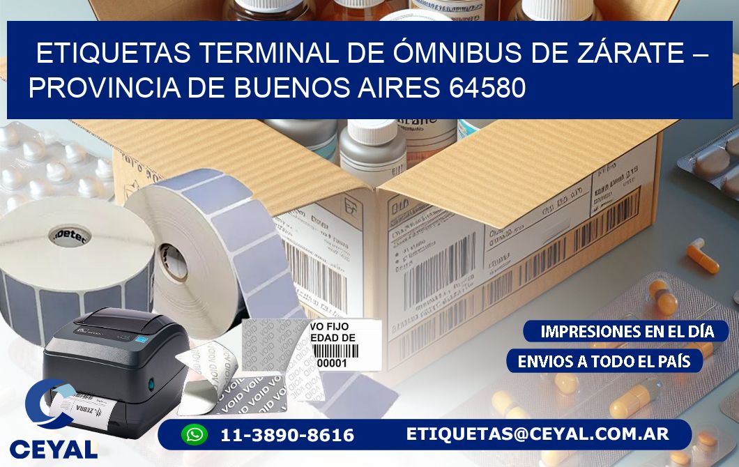 ETIQUETAS TERMINAL DE ÓMNIBUS DE ZÁRATE – PROVINCIA DE BUENOS AIRES 64580