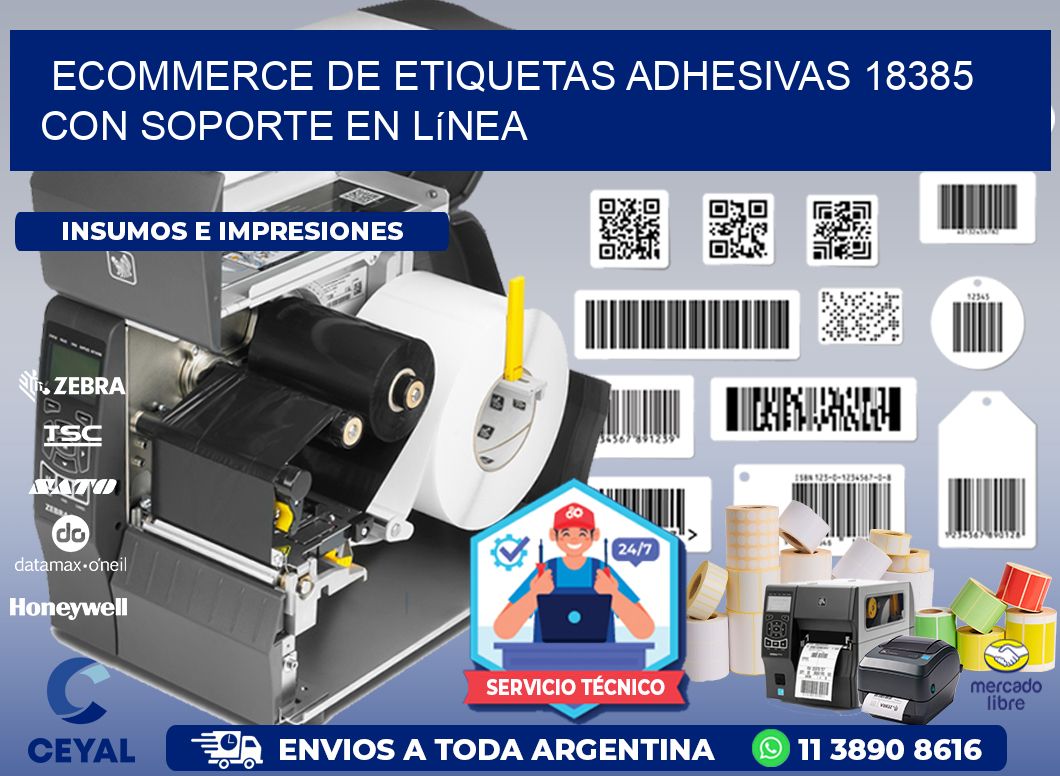 Ecommerce de Etiquetas Adhesivas 18385 con Soporte en Línea