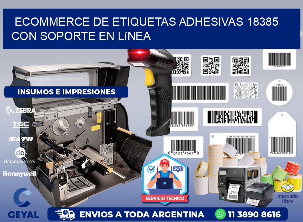 Ecommerce de Etiquetas Adhesivas 18385 con Soporte en Línea