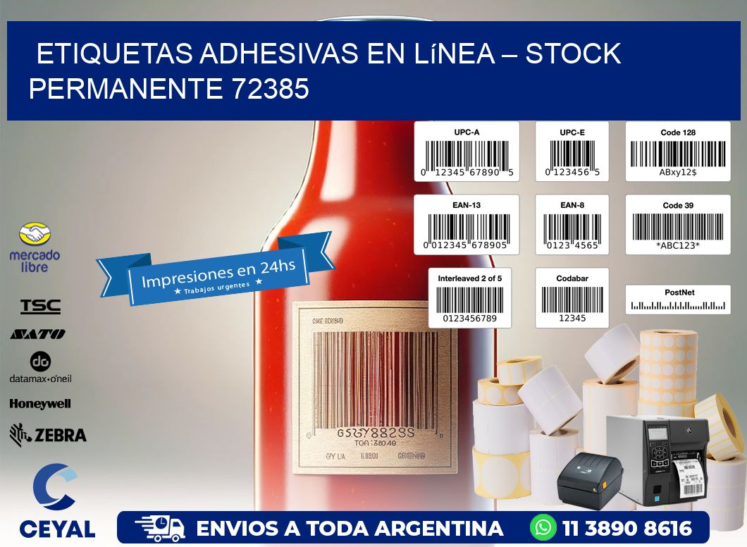 Etiquetas Adhesivas en Línea – Stock Permanente 72385