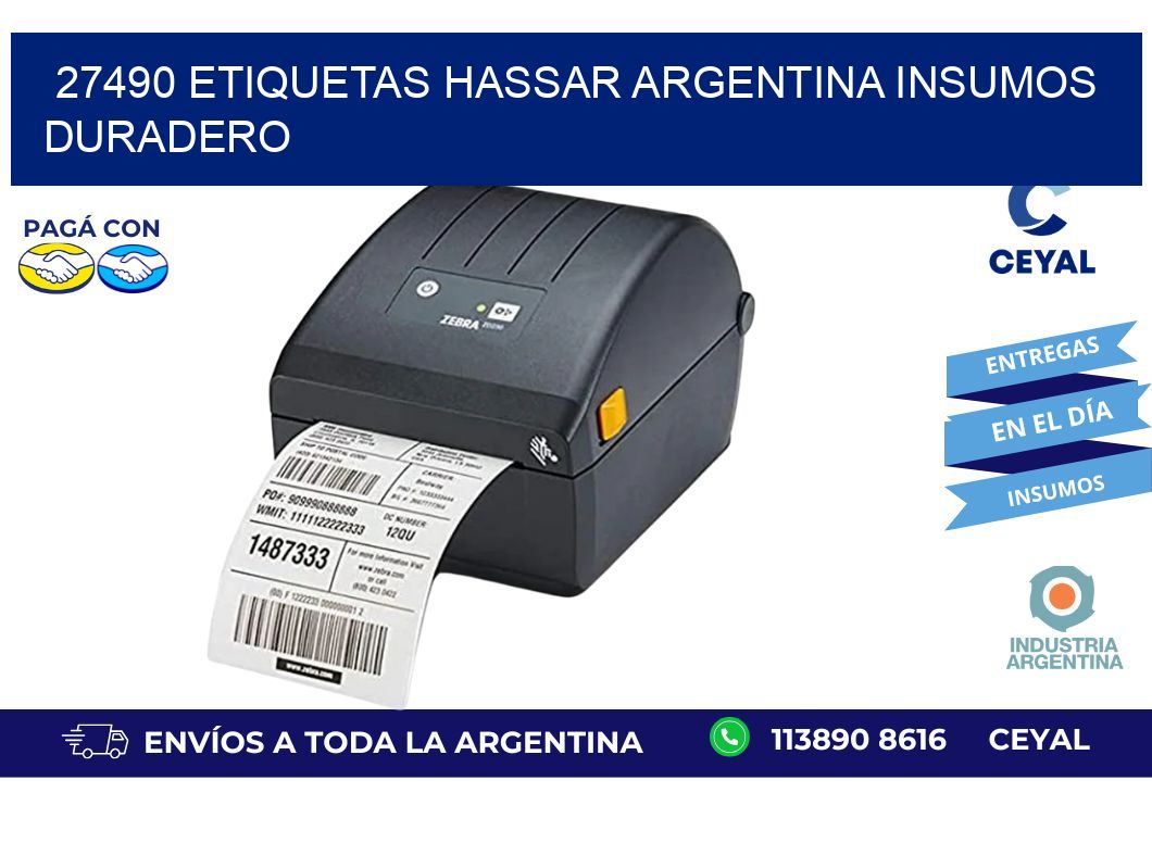 27490 etiquetas hassar argentina INSUMOS DURADERO