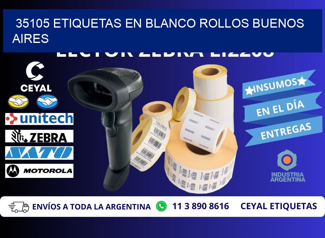 35105 ETIQUETAS EN BLANCO ROLLOS BUENOS AIRES