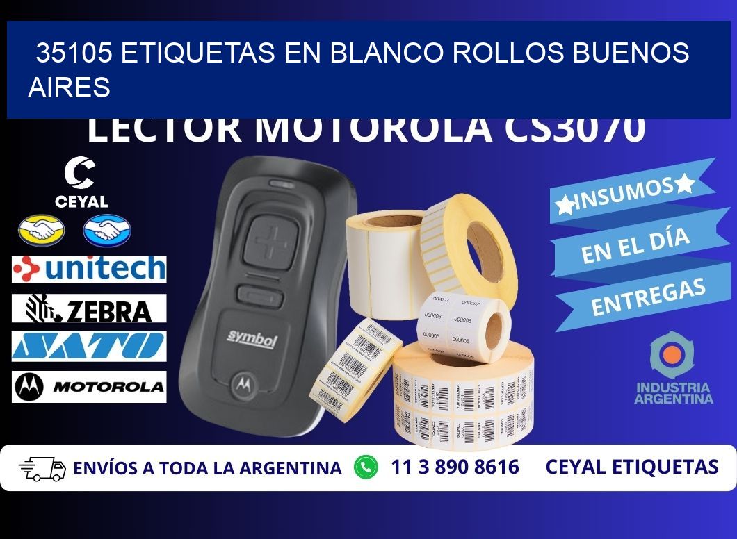 35105 ETIQUETAS EN BLANCO ROLLOS BUENOS AIRES