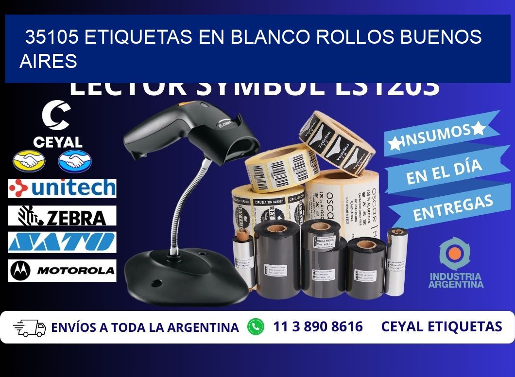 35105 ETIQUETAS EN BLANCO ROLLOS BUENOS AIRES