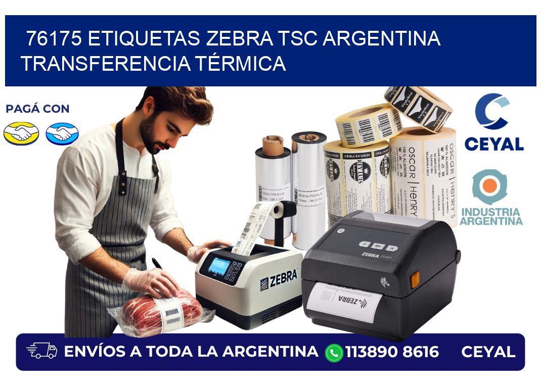 76175 etiquetas zebra tsc argentina TRANSFERENCIA TÉRMICA