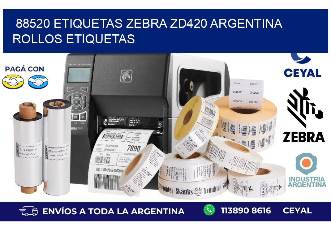 88520 etiquetas zebra zd420 argentina ROLLOS ETIQUETAS