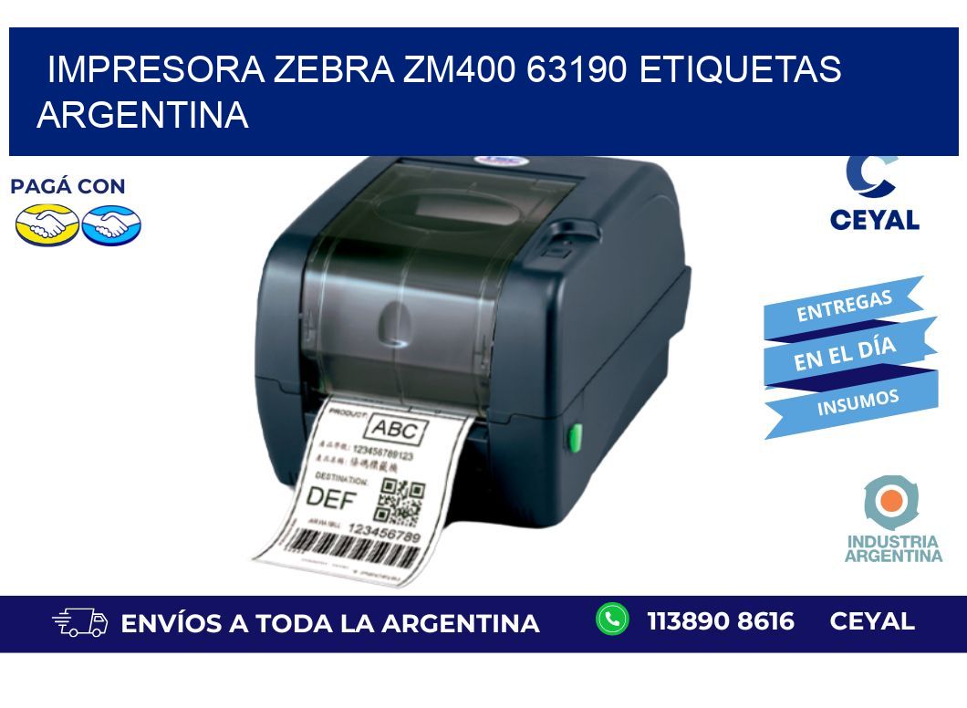Impresora zebra zm400 63190 etiquetas argentina