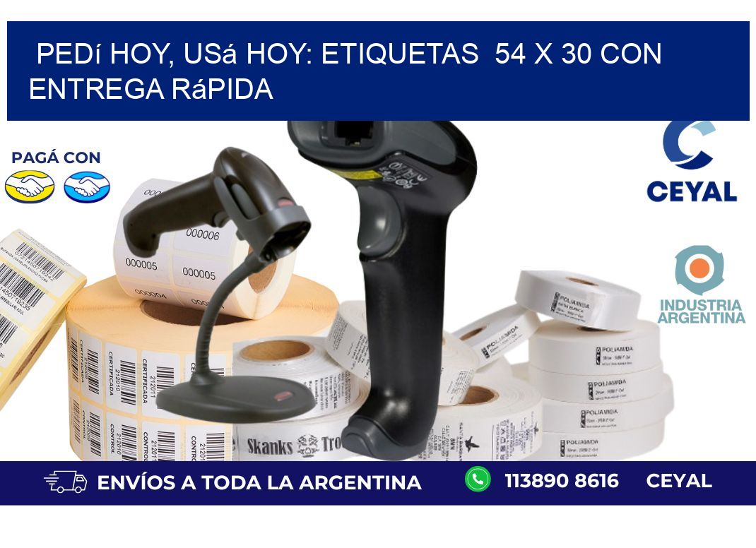 Pedí Hoy, Usá Hoy: Etiquetas  54 x 30 con Entrega Rápida