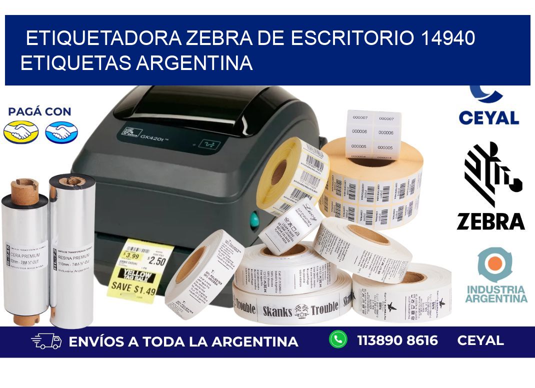 etiquetadora zebra de escritorio 14940 etiquetas argentina