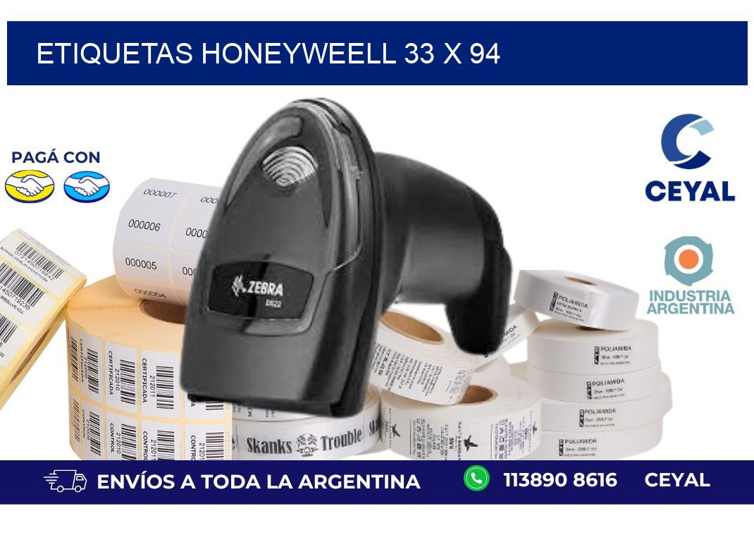 etiquetas honeyweell 33 x 94