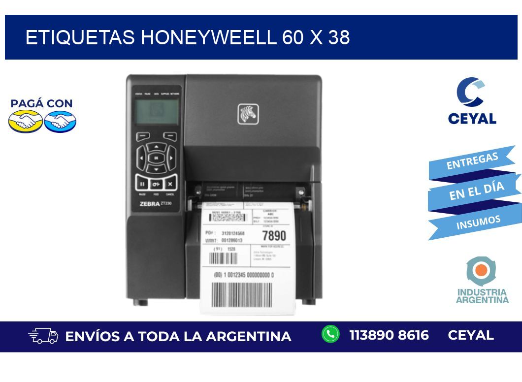 etiquetas honeyweell 60 x 38