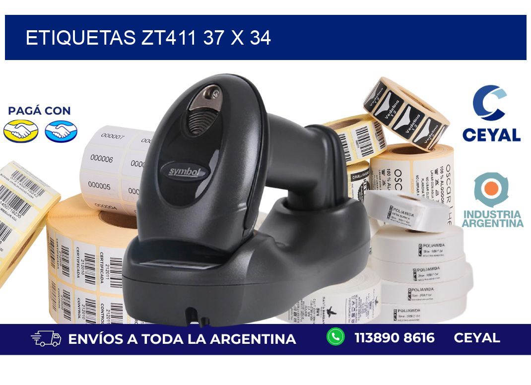etiquetas zt411 37 x 34