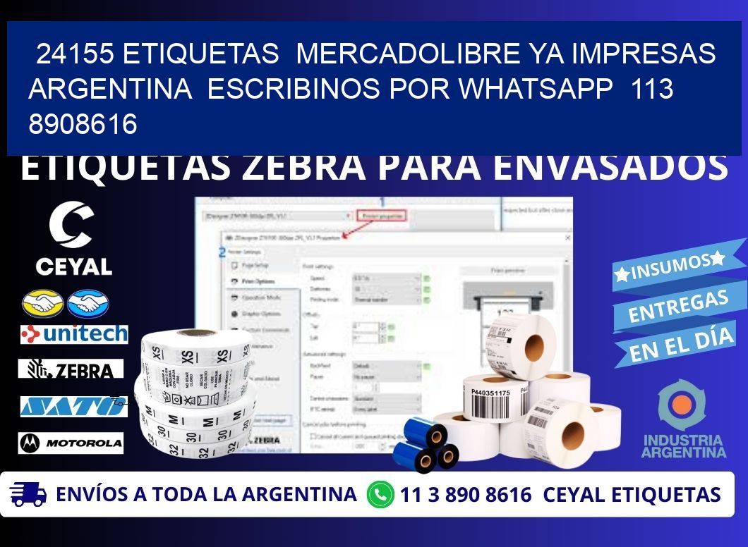 24155 ETIQUETAS  MERCADOLIBRE YA IMPRESAS ARGENTINA  ESCRIBINOS POR WHATSAPP  113 8908616