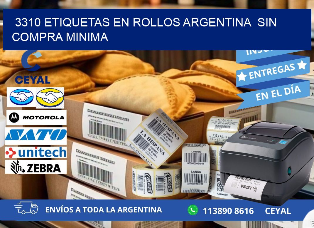 3310 ETIQUETAS EN ROLLOS ARGENTINA  SIN COMPRA MINIMA