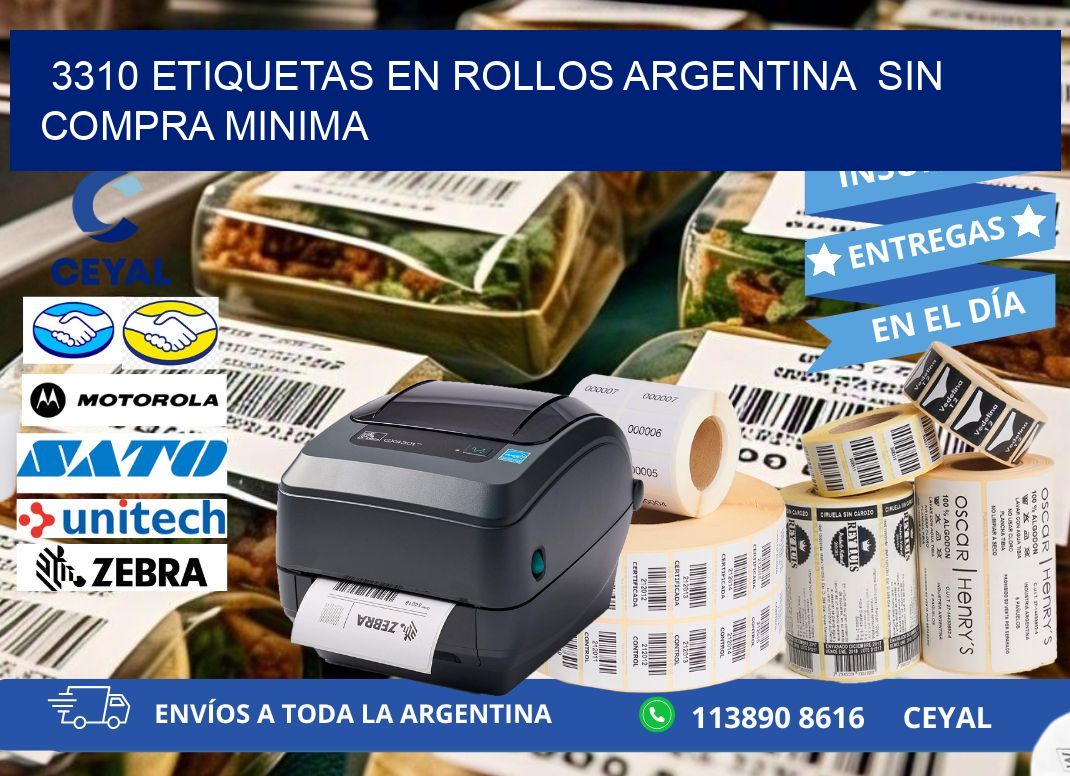 3310 ETIQUETAS EN ROLLOS ARGENTINA  SIN COMPRA MINIMA