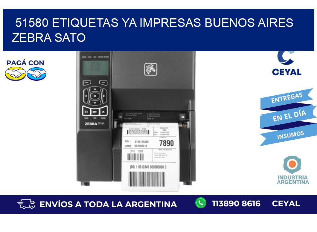 51580 ETIQUETAS YA IMPRESAS BUENOS AIRES ZEBRA SATO