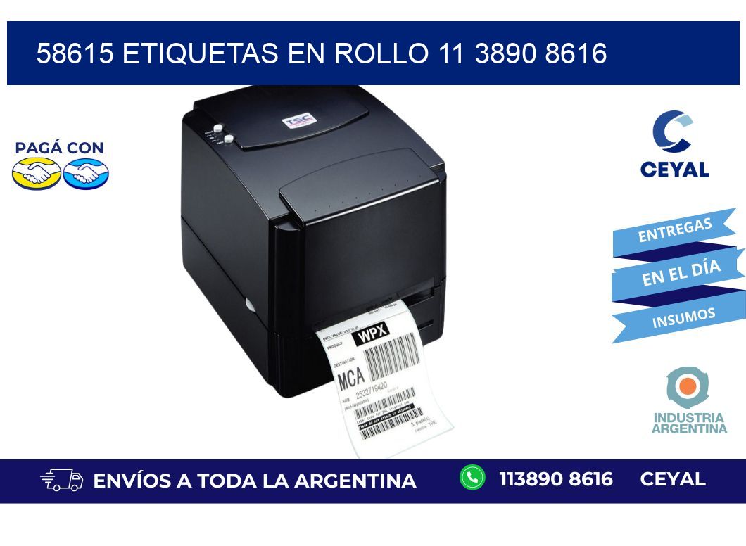 58615 ETIQUETAS EN ROLLO 11 3890 8616