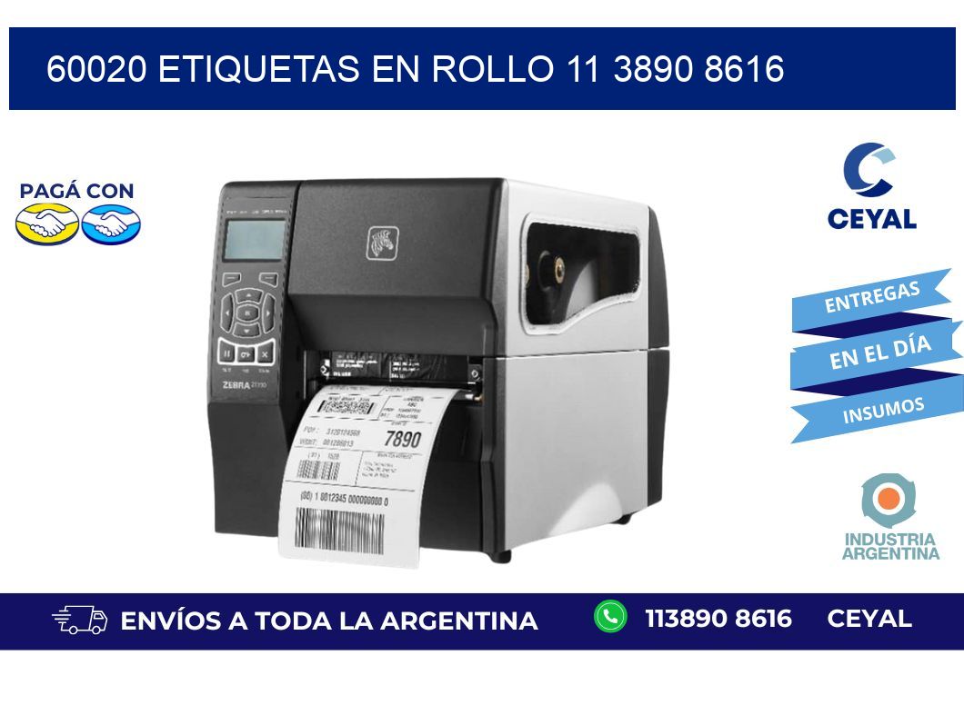 60020 ETIQUETAS EN ROLLO 11 3890 8616