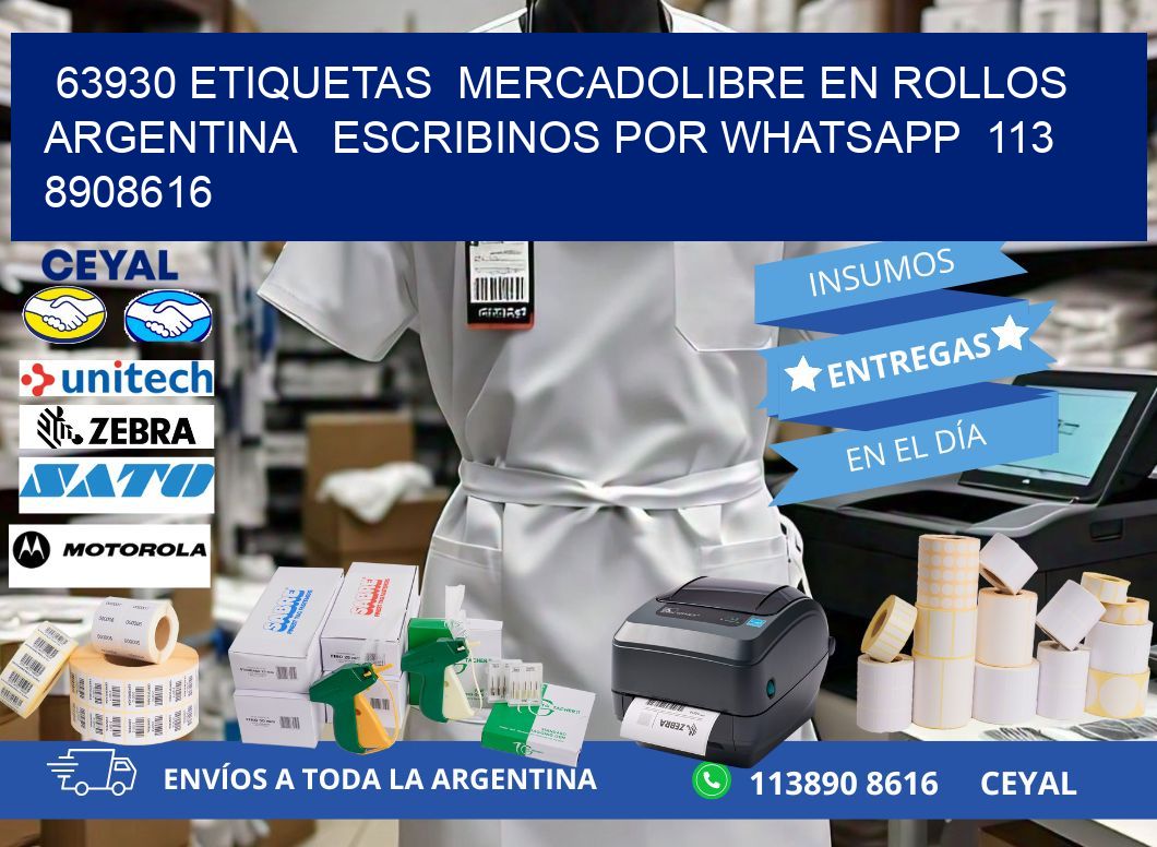 63930 ETIQUETAS  MERCADOLIBRE EN ROLLOS ARGENTINA   ESCRIBINOS POR WHATSAPP  113 8908616