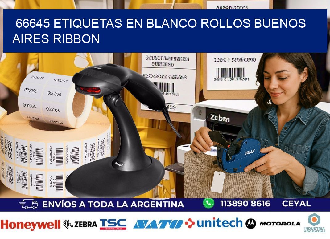 66645 ETIQUETAS EN BLANCO ROLLOS BUENOS AIRES RIBBON