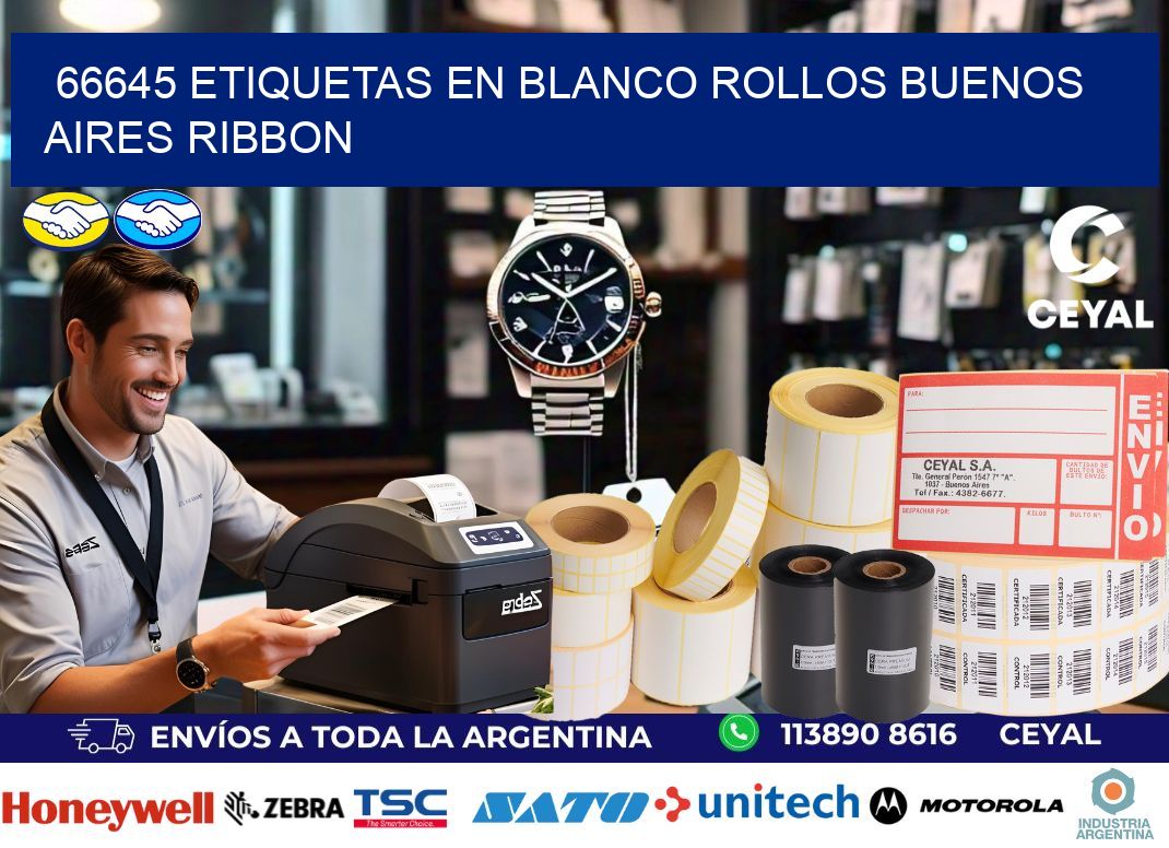 66645 ETIQUETAS EN BLANCO ROLLOS BUENOS AIRES RIBBON