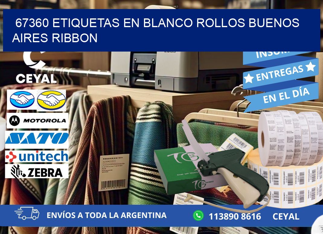 67360 ETIQUETAS EN BLANCO ROLLOS BUENOS AIRES RIBBON