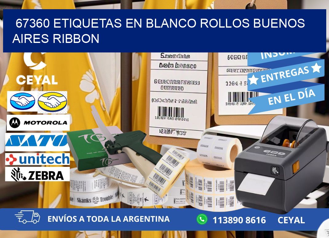 67360 ETIQUETAS EN BLANCO ROLLOS BUENOS AIRES RIBBON
