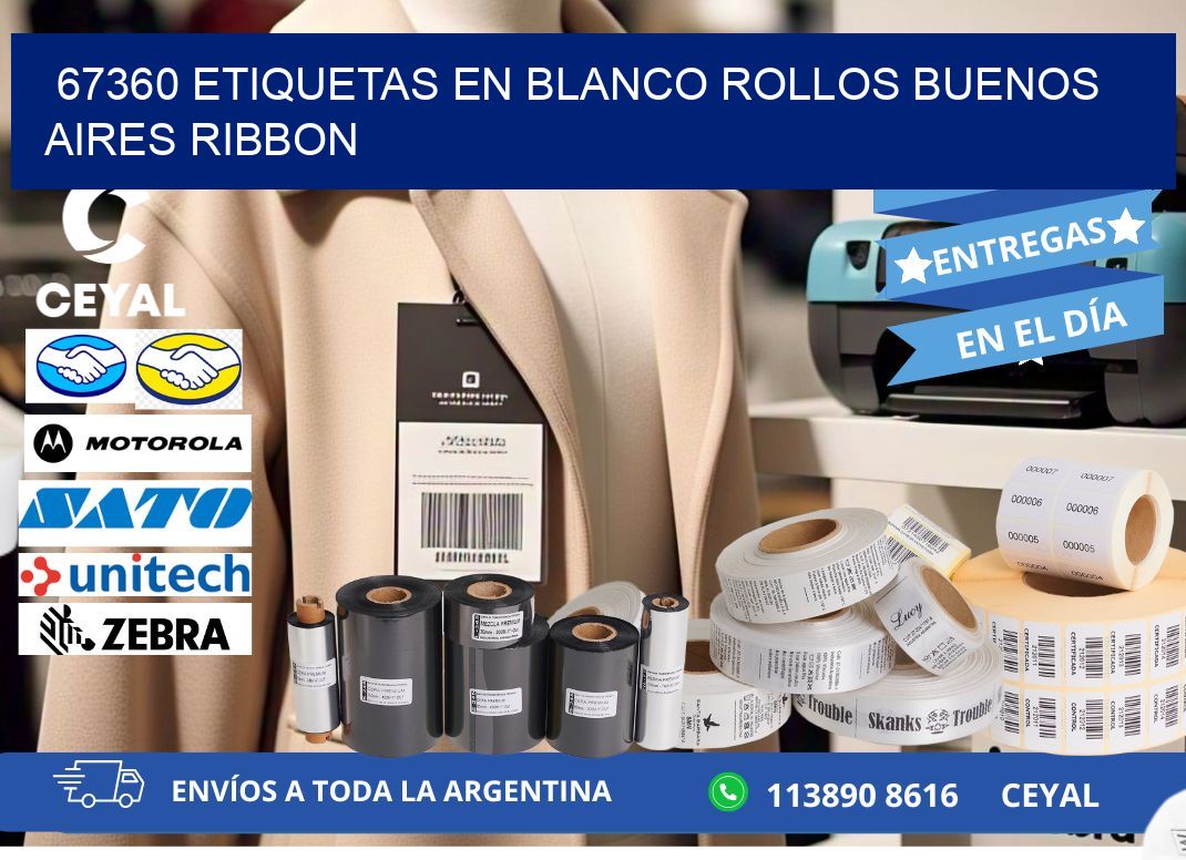 67360 ETIQUETAS EN BLANCO ROLLOS BUENOS AIRES RIBBON