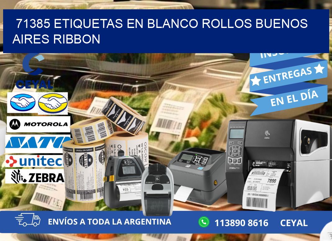 71385 ETIQUETAS EN BLANCO ROLLOS BUENOS AIRES RIBBON