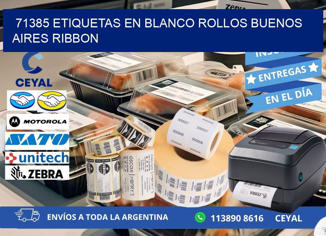 71385 ETIQUETAS EN BLANCO ROLLOS BUENOS AIRES RIBBON