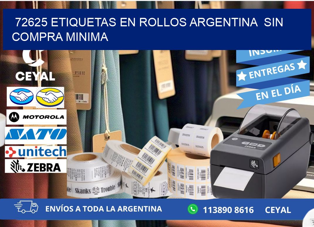 72625 ETIQUETAS EN ROLLOS ARGENTINA  SIN COMPRA MINIMA