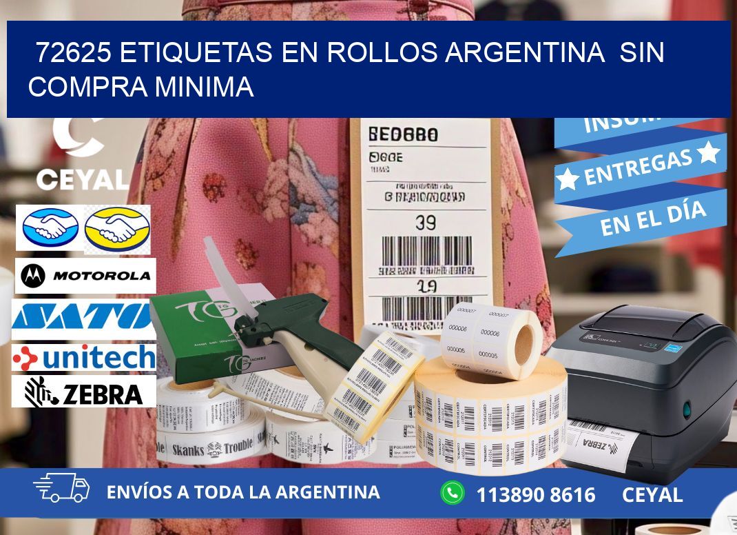 72625 ETIQUETAS EN ROLLOS ARGENTINA  SIN COMPRA MINIMA