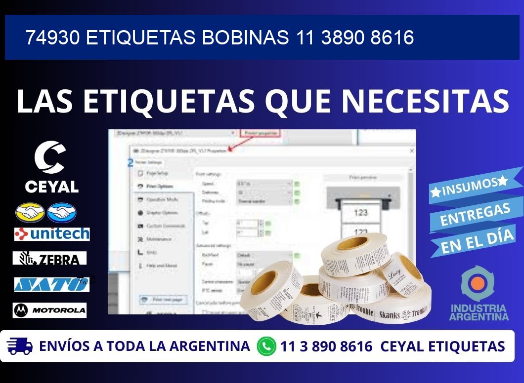 74930 ETIQUETAS BOBINAS 11 3890 8616