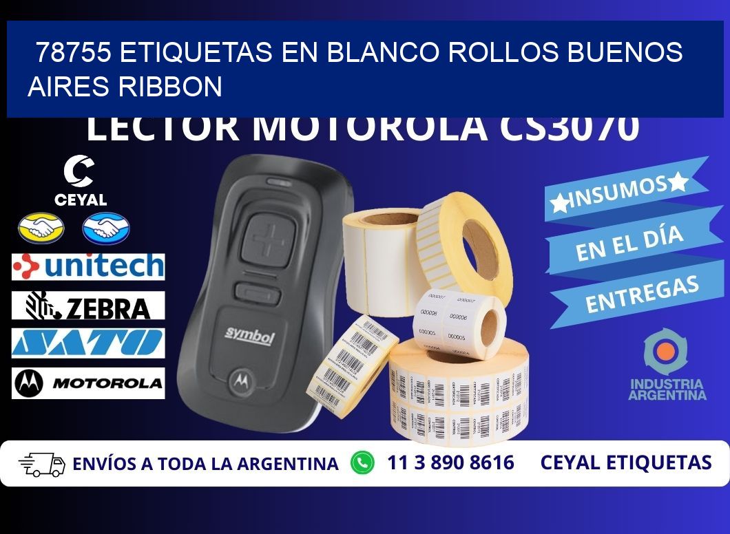 78755 ETIQUETAS EN BLANCO ROLLOS BUENOS AIRES RIBBON