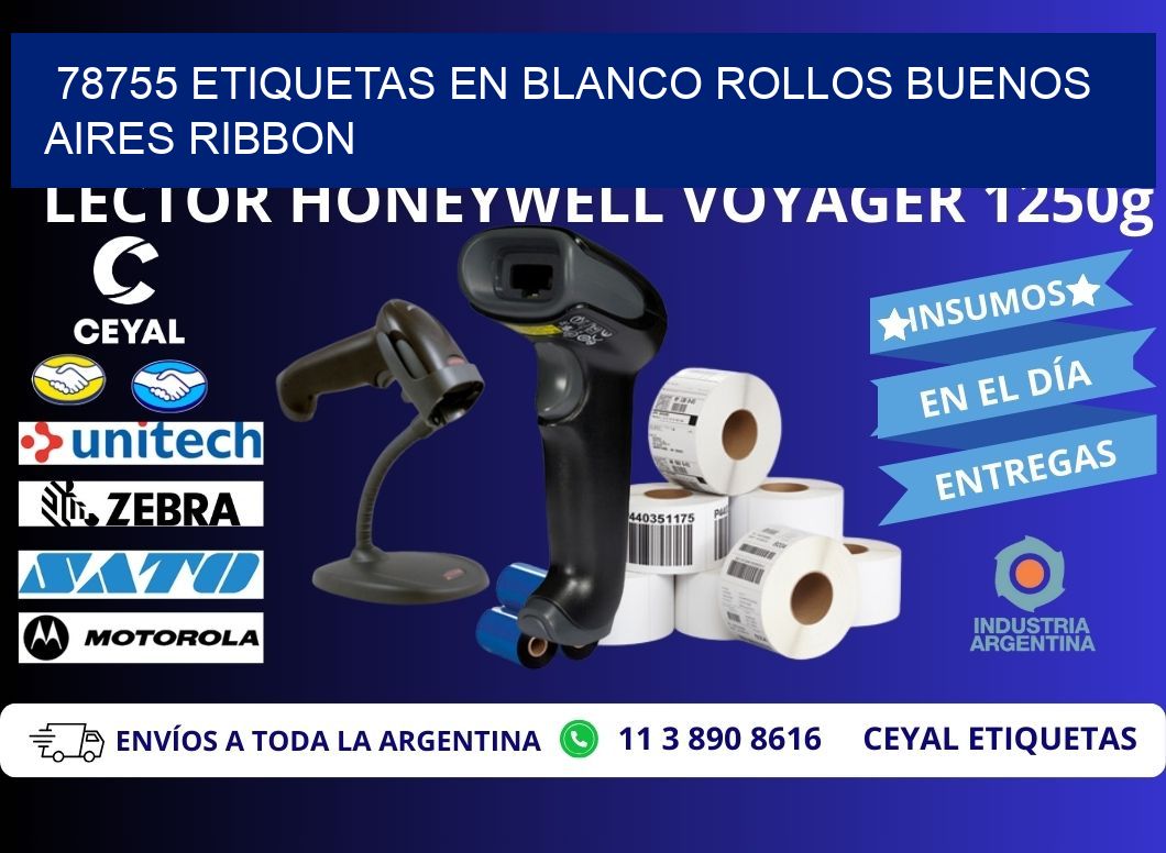 78755 ETIQUETAS EN BLANCO ROLLOS BUENOS AIRES RIBBON