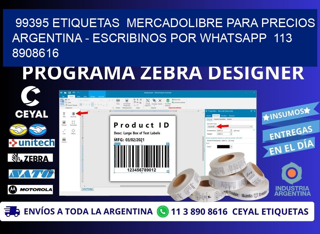 99395 ETIQUETAS  MERCADOLIBRE PARA PRECIOS ARGENTINA - ESCRIBINOS POR WHATSAPP  113 8908616