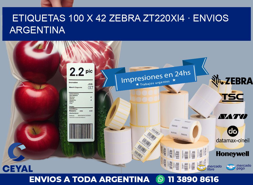 ETIQUETAS 100 x 42 ZEBRA ZT220Xi4 · ENVIOS ARGENTINA