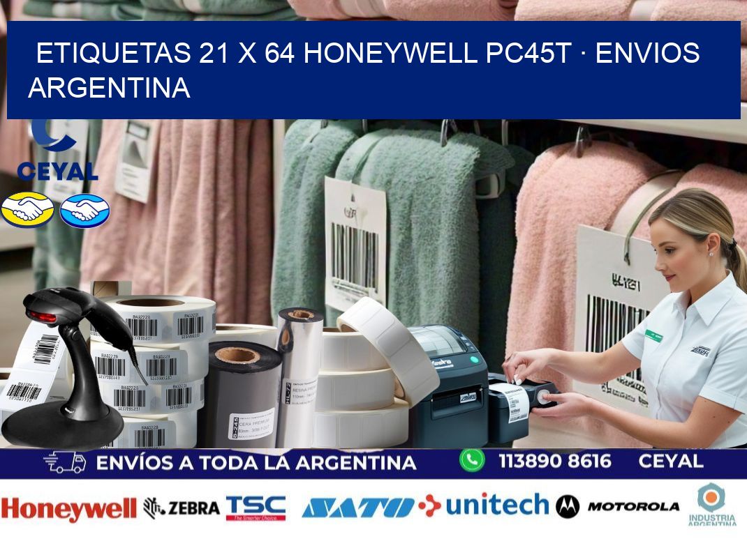 ETIQUETAS 21 x 64 HONEYWELL PC45T · ENVIOS ARGENTINA