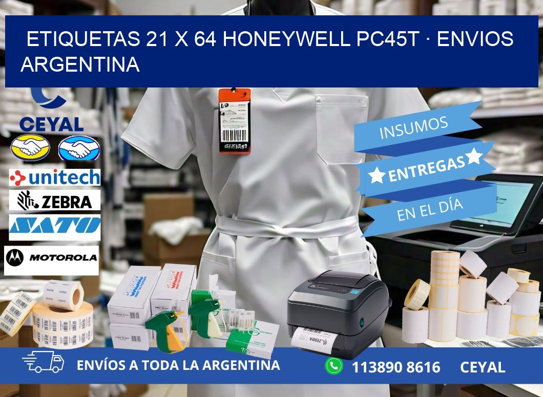 ETIQUETAS 21 x 64 HONEYWELL PC45T · ENVIOS ARGENTINA