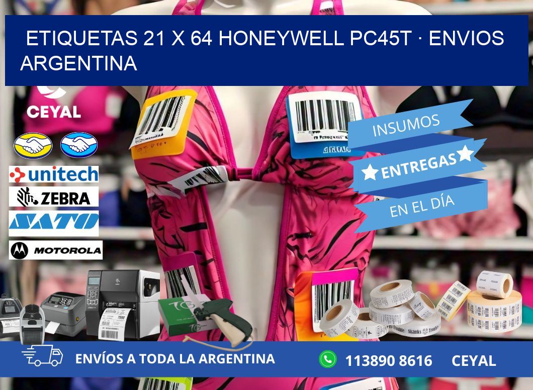 ETIQUETAS 21 x 64 HONEYWELL PC45T · ENVIOS ARGENTINA