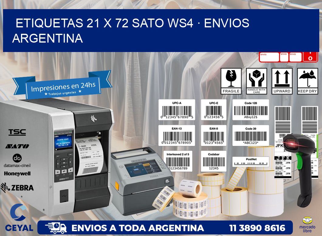 ETIQUETAS 21 x 72 SATO WS4 · ENVIOS ARGENTINA