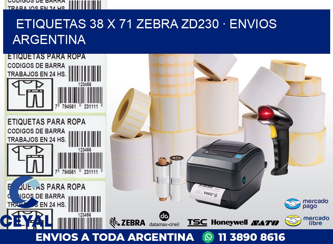 ETIQUETAS 38 x 71 ZEBRA ZD230 · ENVIOS ARGENTINA