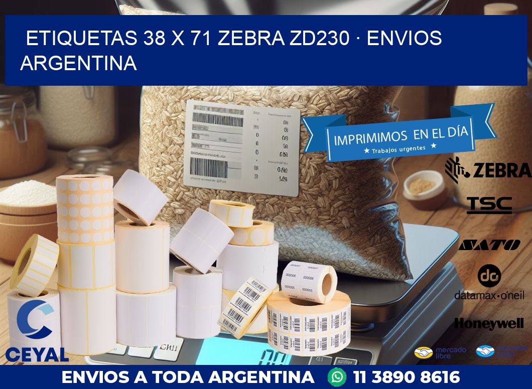 ETIQUETAS 38 x 71 ZEBRA ZD230 · ENVIOS ARGENTINA