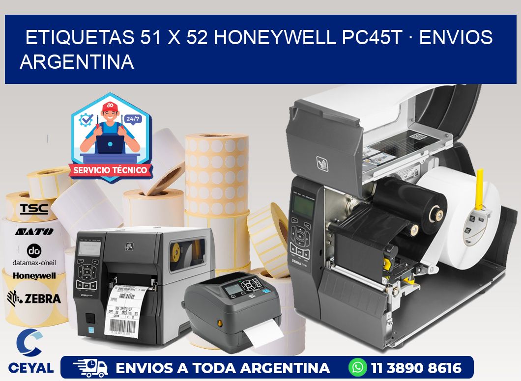 ETIQUETAS 51 x 52 HONEYWELL PC45T · ENVIOS ARGENTINA
