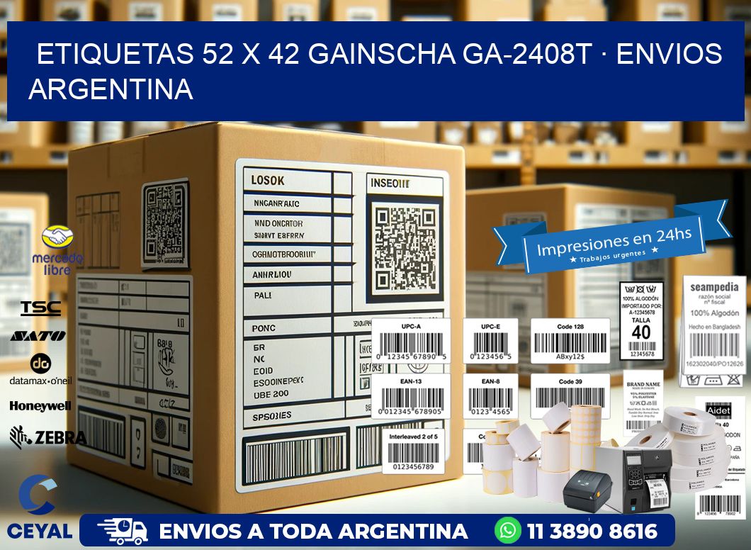 ETIQUETAS 52 x 42 GAINSCHA GA-2408T · ENVIOS ARGENTINA