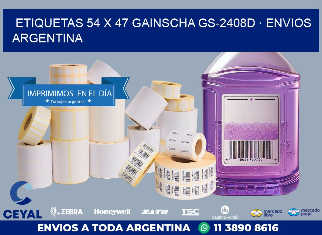 ETIQUETAS 54 x 47 GAINSCHA GS-2408D · ENVIOS ARGENTINA