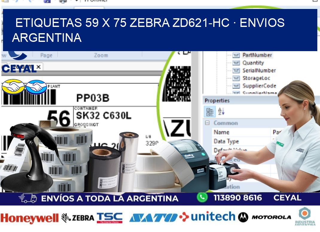 ETIQUETAS 59 x 75 ZEBRA ZD621-HC · ENVIOS ARGENTINA