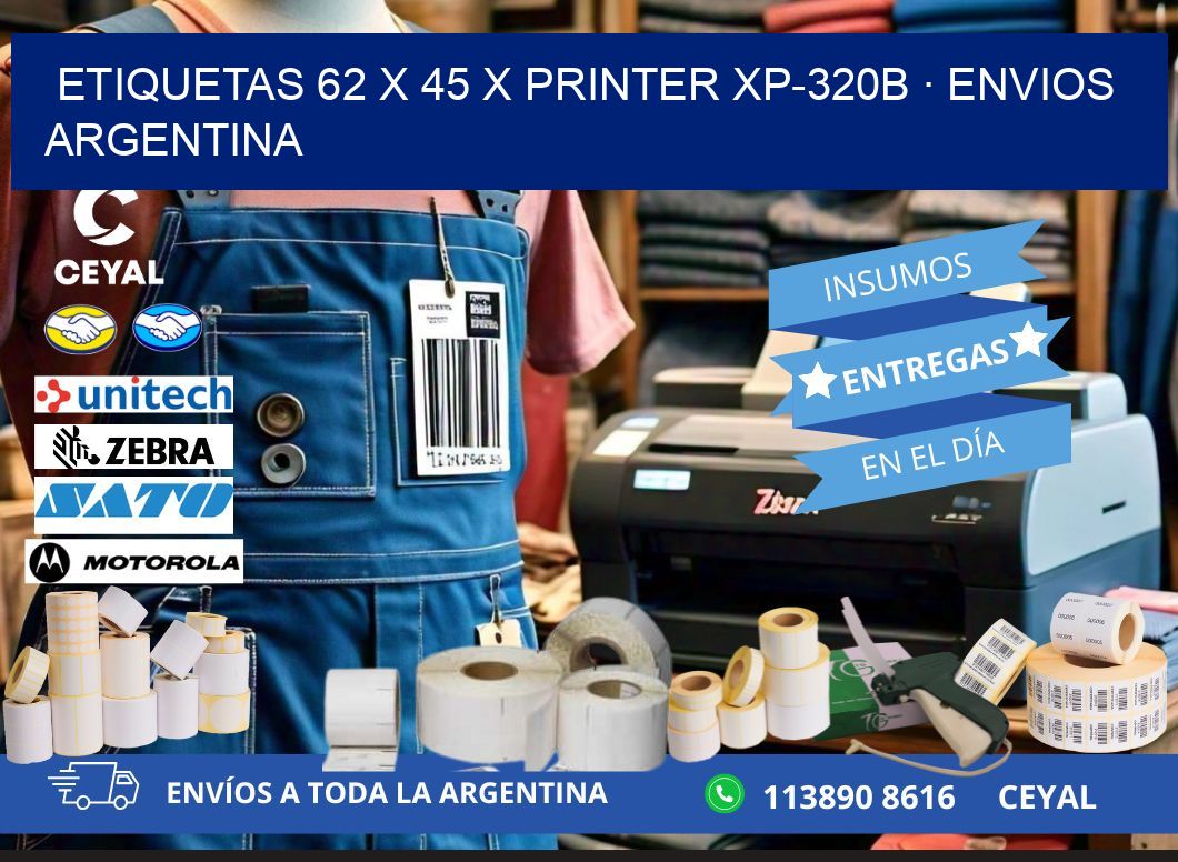 ETIQUETAS 62 x 45 X PRINTER XP-320B · ENVIOS ARGENTINA