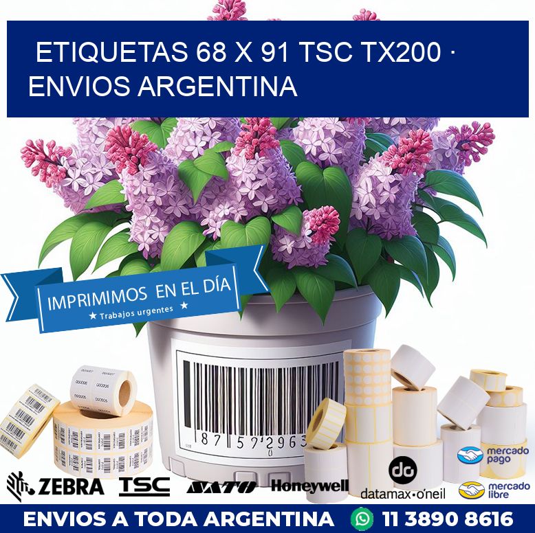 ETIQUETAS 68 x 91 TSC TX200 · ENVIOS ARGENTINA
